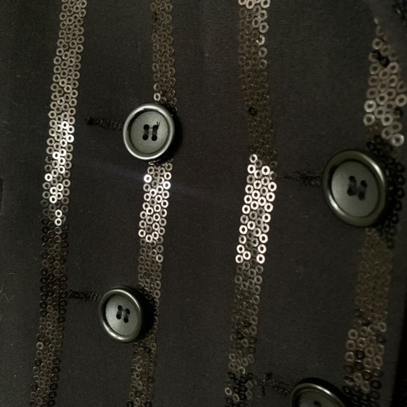 Black sequin striped double breasted blazer - Picture 2 of 6